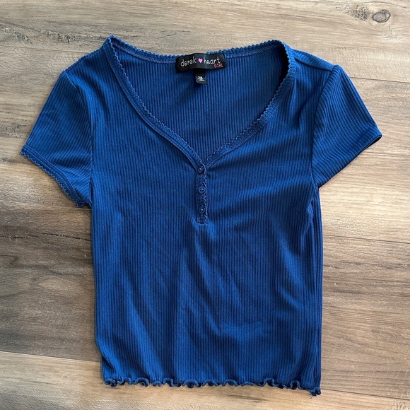Girls Navy Short Sleeve Top, size 7/7 - Picture 1 of 3